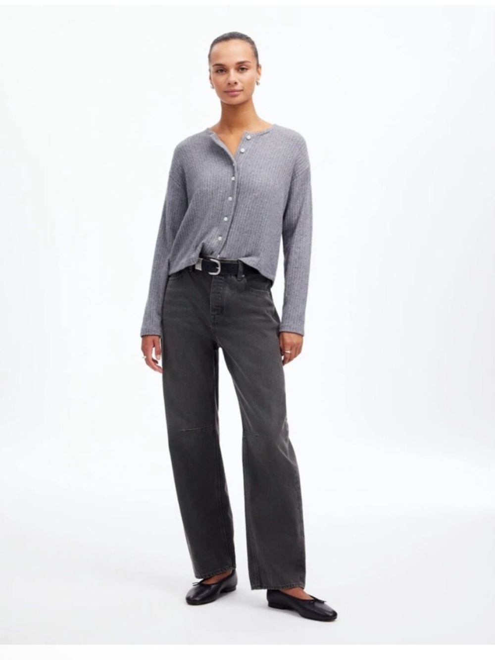 Madewell Darted Barrel Leg Washed Black 25